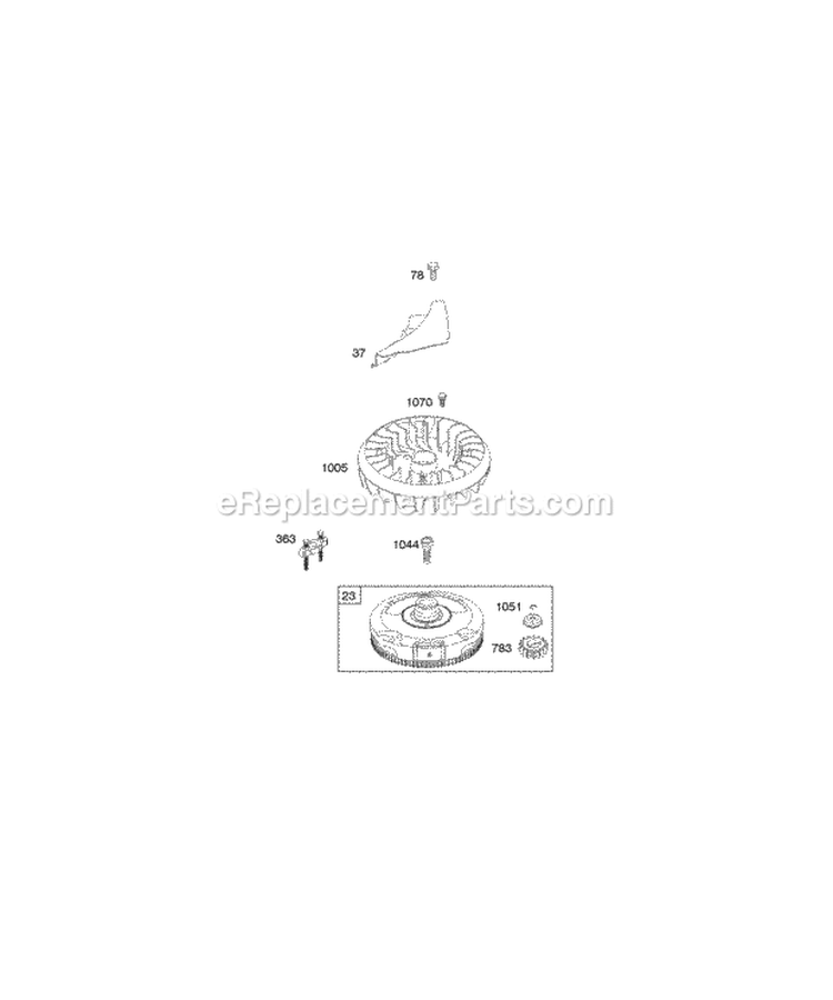 Flywheel Diagram and Parts List for 280J77-0122-B1  Briggs and Stratton Engine